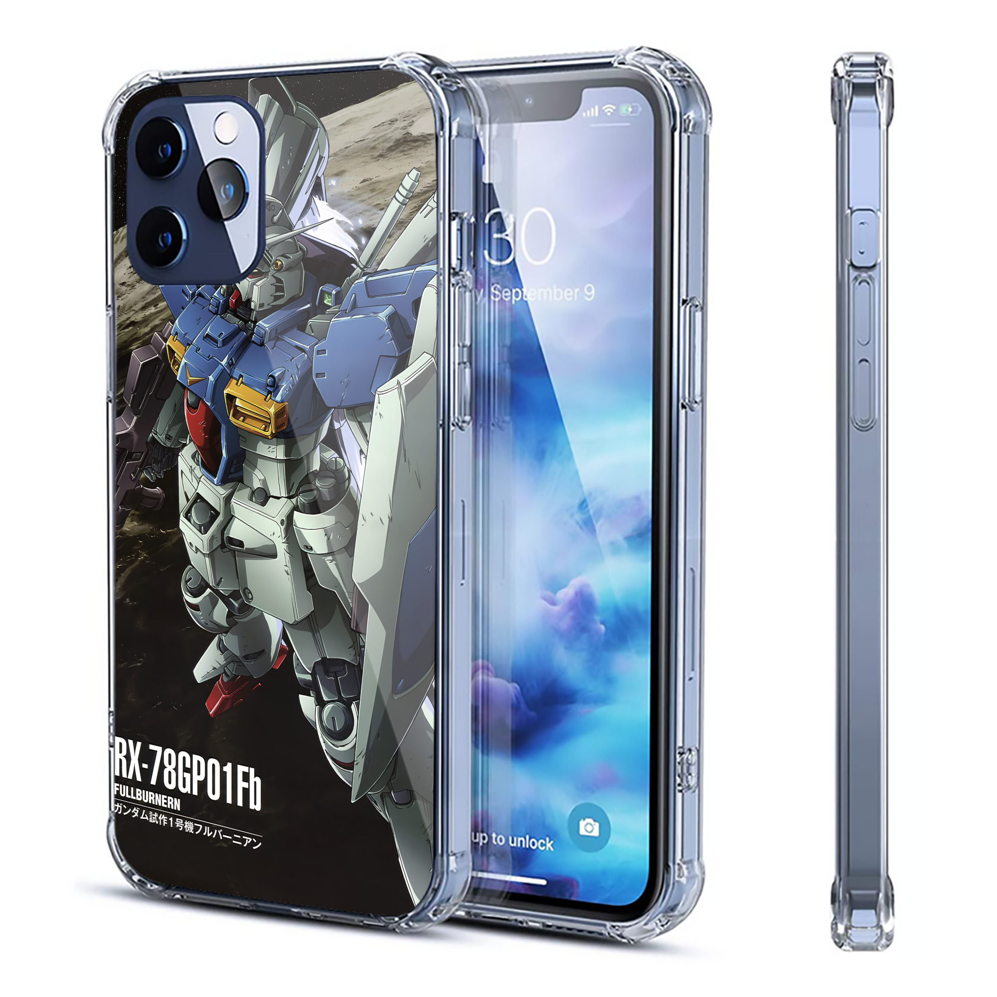 （画像用） 機動戦士ガンダム Mobile Suit Gundam 【iPhone 12シリーズ対応】透明スマホケース（クリアソフトケース）